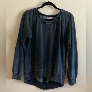 Ocean Drive Dark Blue Acid Wash Long Sleeve Distressed Sweatshirt